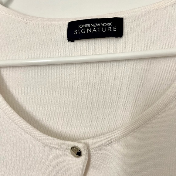 Jones New York - white Three Quarter Sleeve button down Cardigan - Picture 7 of 11